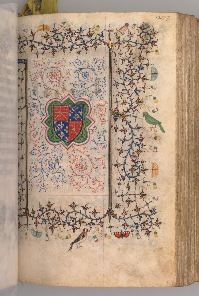 Kaarle Aatelisen, Navarran kuninkaan tunnit 1361-1425: fol. 137r, Vaakuna..., c. 1405. tekijältä Master of the Brussels Initials and Associates