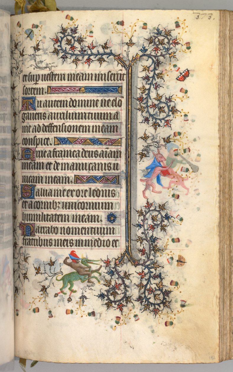 Kaarle Aatelisen, Navarran kuninkaan tunnit 1361-1425: fol. 182r, Teksti, c. 1405. tekijältä Master of the Brussels Initials and Associates
