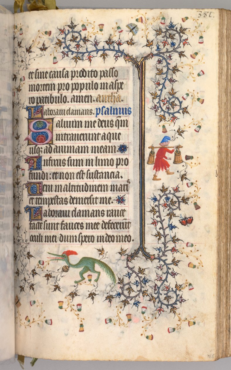 Kaarle Aatelisen, Navarran kuninkaan tunnit 1361-1425: fol. 186r, Teksti, c. 1405. tekijältä Master of the Brussels Initials and Associates