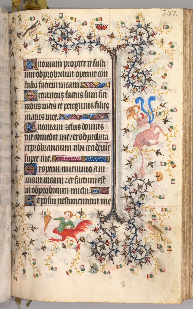 Kaarle Aatelisen, Navarran kuninkaan tunnit 1361-1425: fol. 187r, Teksti, c. 1405. tekijältä Master of the Brussels Initials and Associates