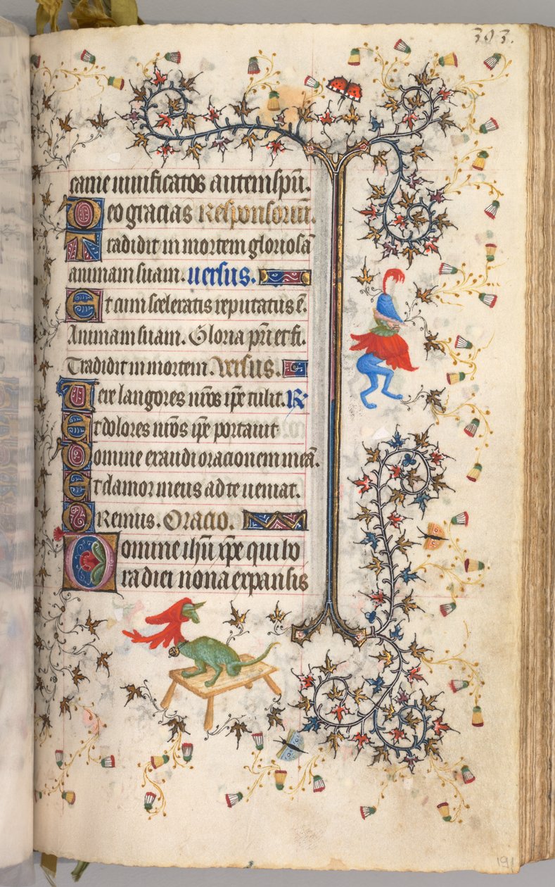 Kaarle Aatelisen, Navarran kuninkaan tunnit 1361-1425: fol. 191r, Teksti, c. 1405. tekijältä Master of the Brussels Initials and Associates
