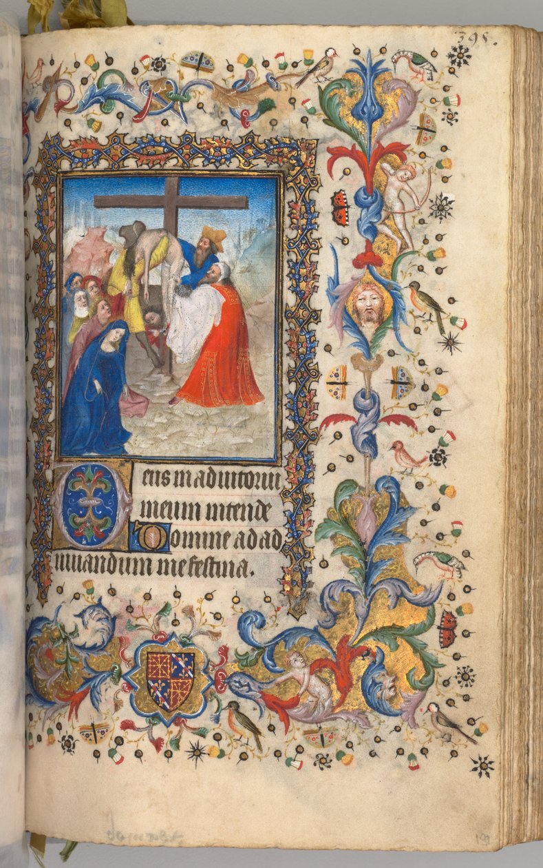 Kaarle Aatelisen, Navarran kuninkaan tunnit 1361-1425: fol. 192r, Laskeutuminen ristiltä, n. 1405. tekijältä Master of the Brussels Initials and Associates