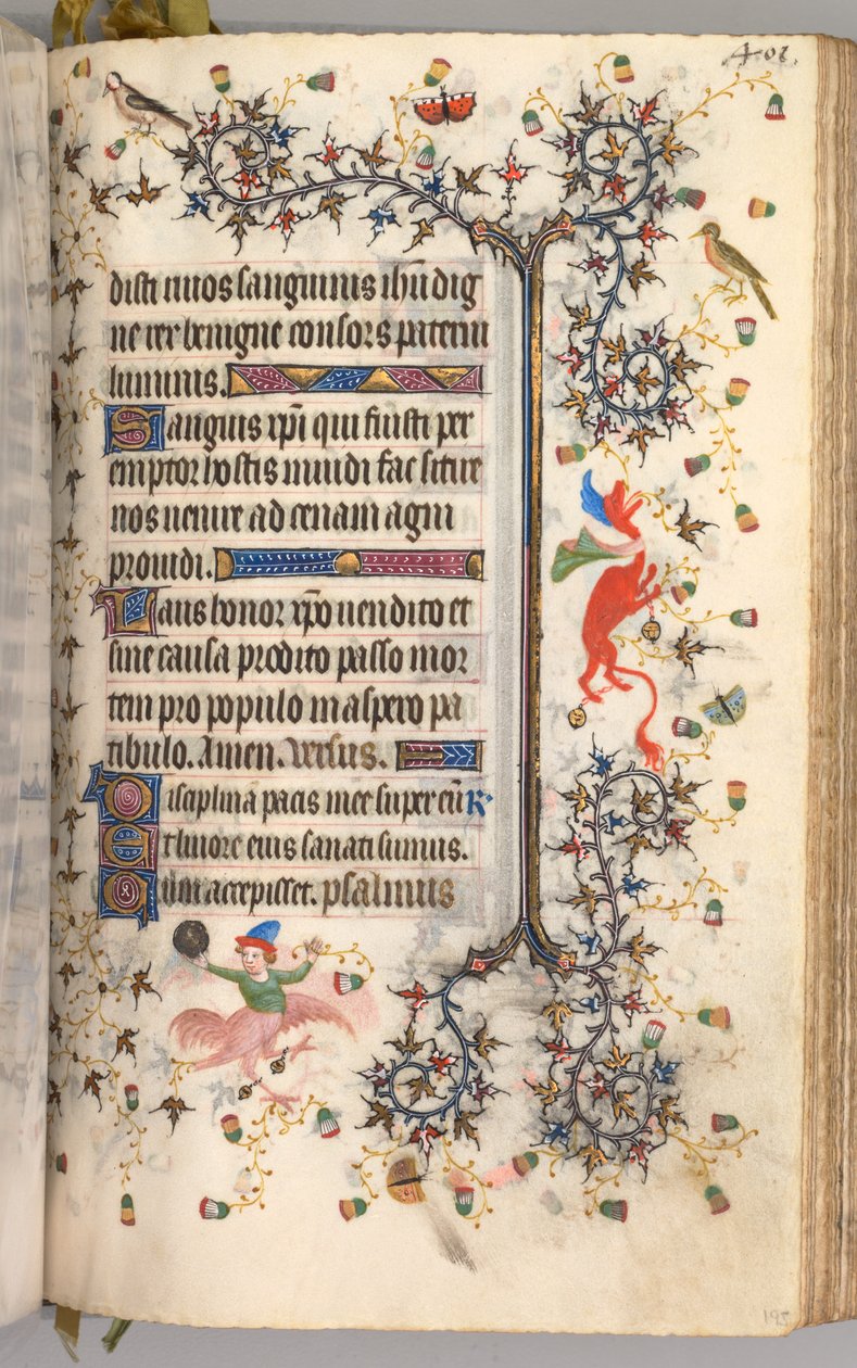 Kaarle Aatelisen, Navarran kuninkaan tunnit 1361-1425: fol. 195r, Teksti, c. 1405. tekijältä Master of the Brussels Initials and Associates