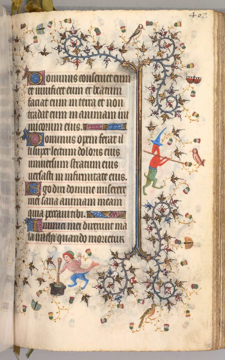 Kaarle Aatelisen, Navarran kuninkaan tunnit 1361-1425: fol. 198r, Teksti, c. 1405. tekijältä Master of the Brussels Initials and Associates