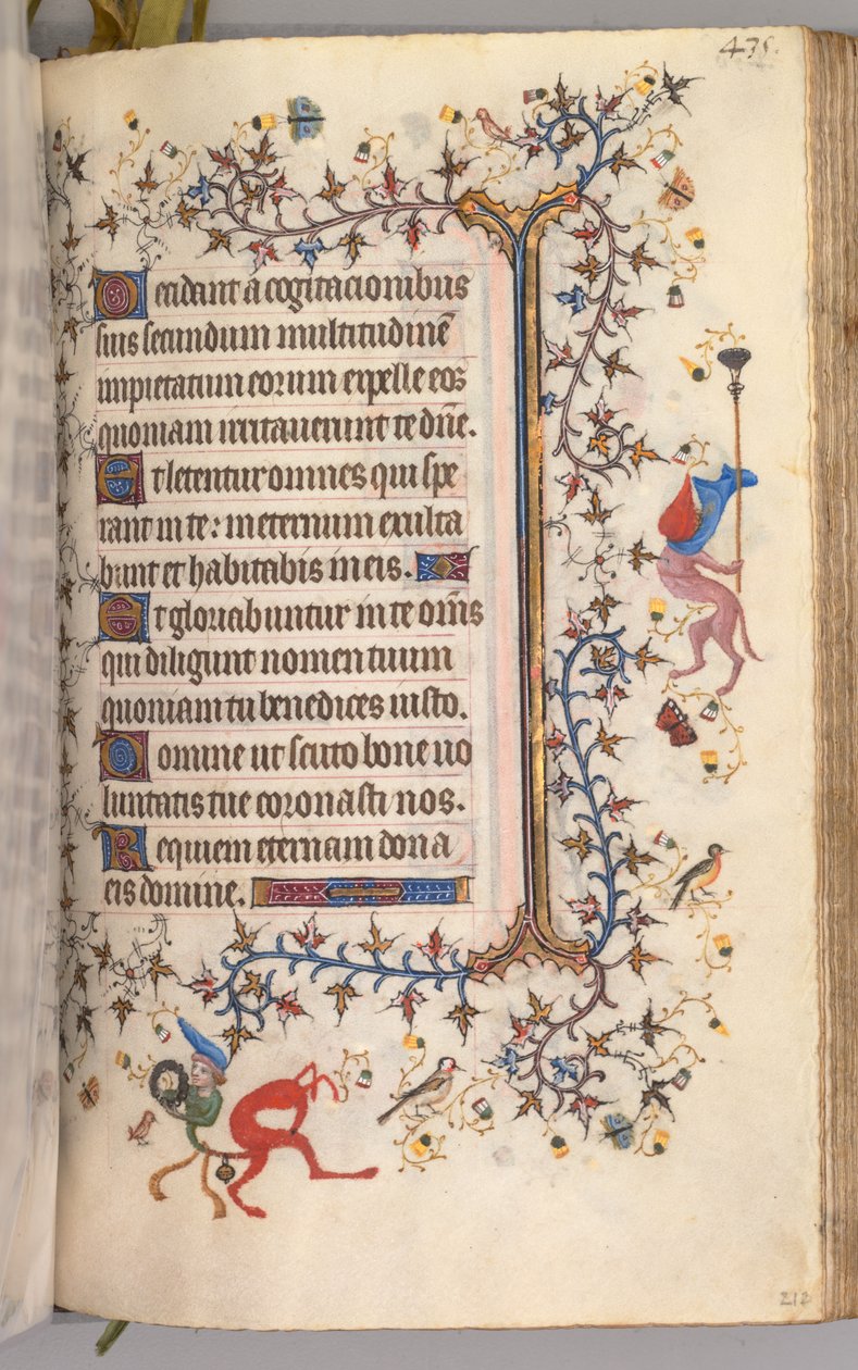 Kaarle Aatelisen, Navarran kuninkaan tunnit 1361-1425: fol. 212r, Teksti, c. 1405. tekijältä Master of the Brussels Initials and Associates