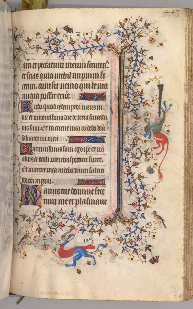 Kaarle Aatelisen, Navarran kuninkaan tunnit 1361-1425: fol. 218r, Teksti, c. 1405. tekijältä Master of the Brussels Initials and Associates