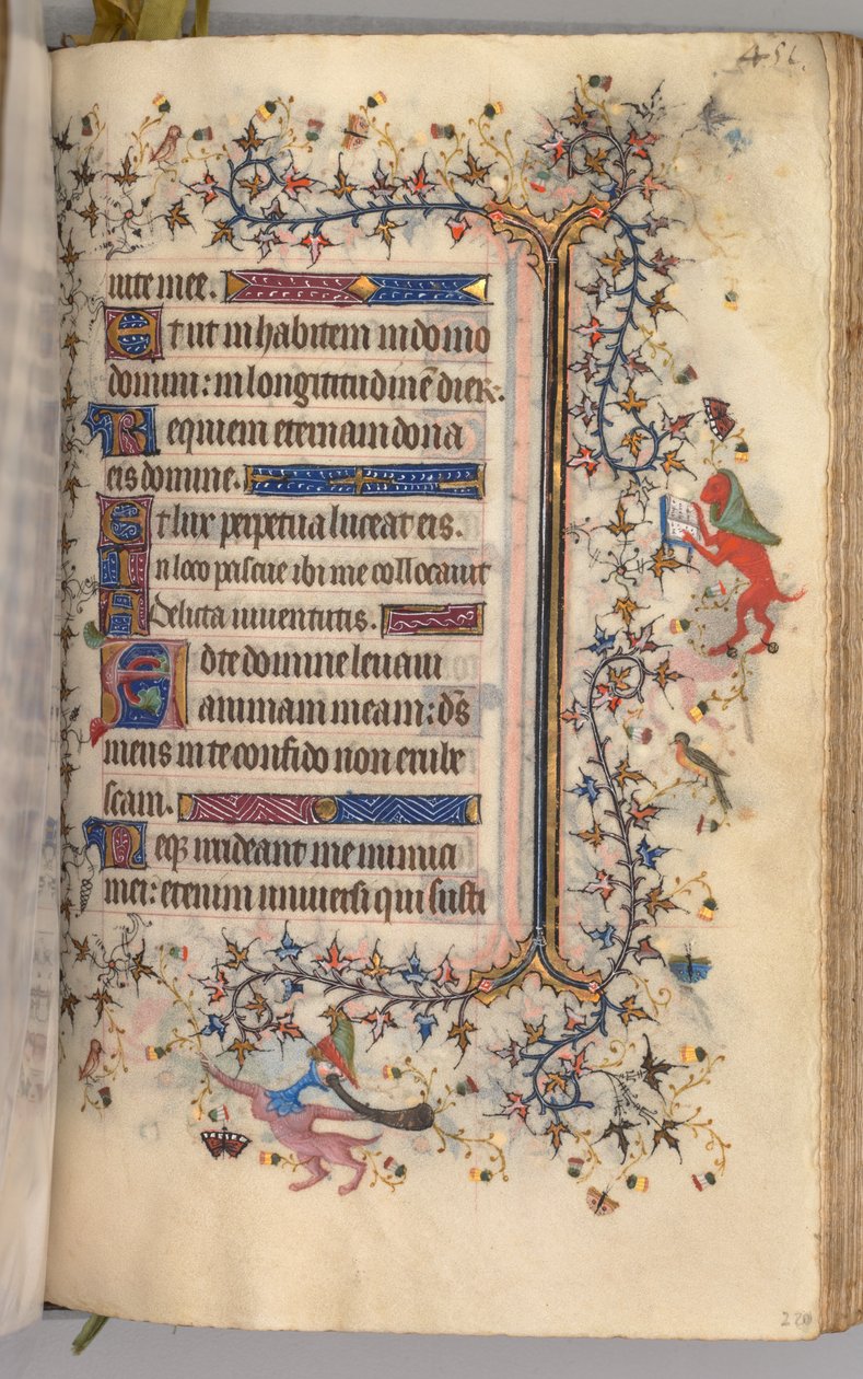 Kaarle Aatelisen, Navarran kuninkaan tunnit 1361-1425: fol. 220r, Teksti, c. 1405. tekijältä Master of the Brussels Initials and Associates