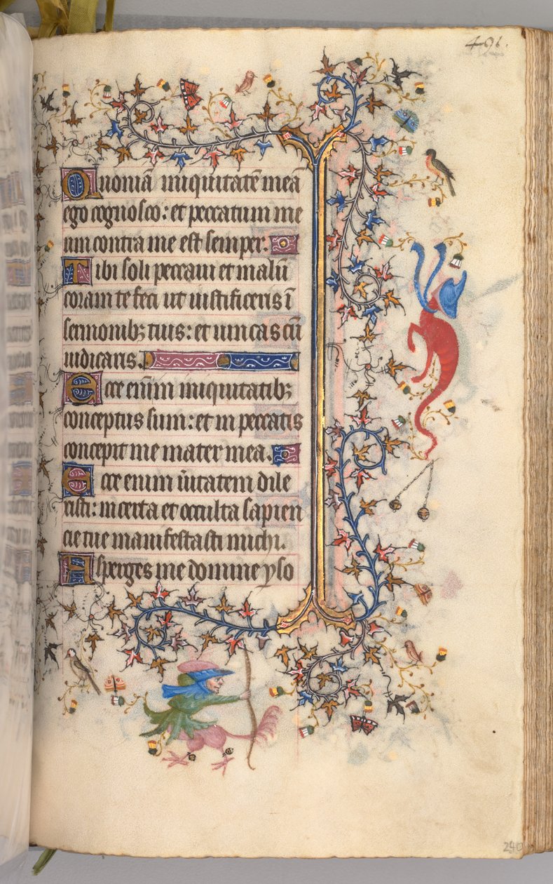 Kaarle Aatelisen, Navarran kuninkaan tunnit 1361-1425: fol. 240r, teksti, c. 1405. tekijältä Master of the Brussels Initials and Associates
