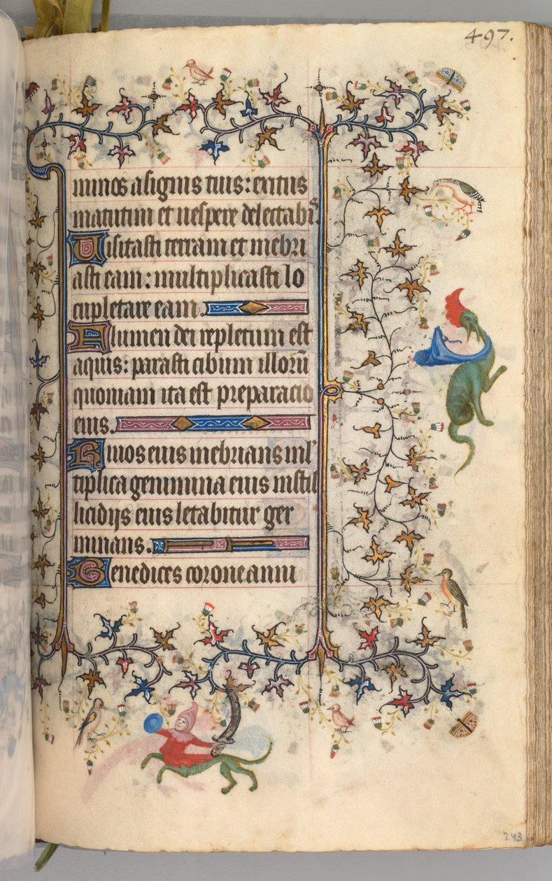 Kaarle Aatelisen, Navarran kuninkaan tunnit 1361-1425: fol. 243r, Teksti, c. 1405. tekijältä Master of the Brussels Initials and Associates
