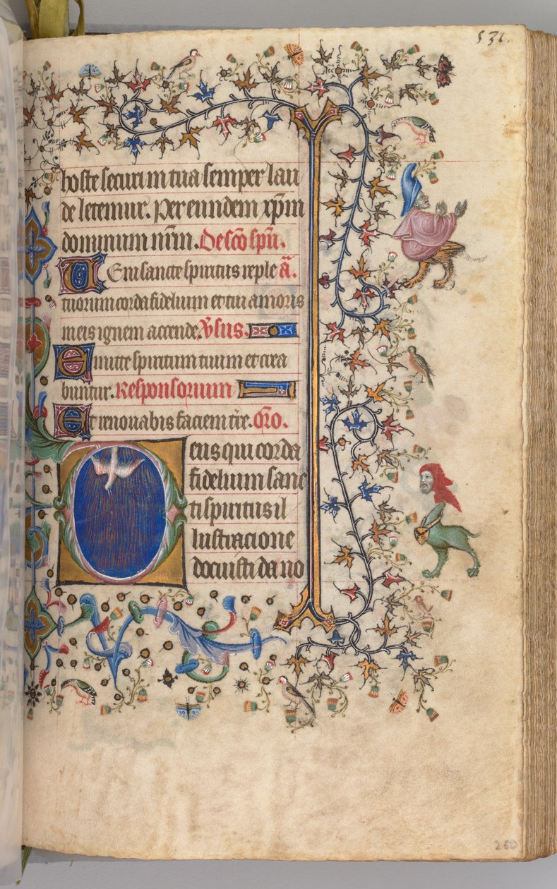 Kaarle Aatelisen, Navarran kuninkaan tunnit 1361-1425: fol. 260r, Pyhä Henki, n. 1405. tekijältä Master of the Brussels Initials and Associates