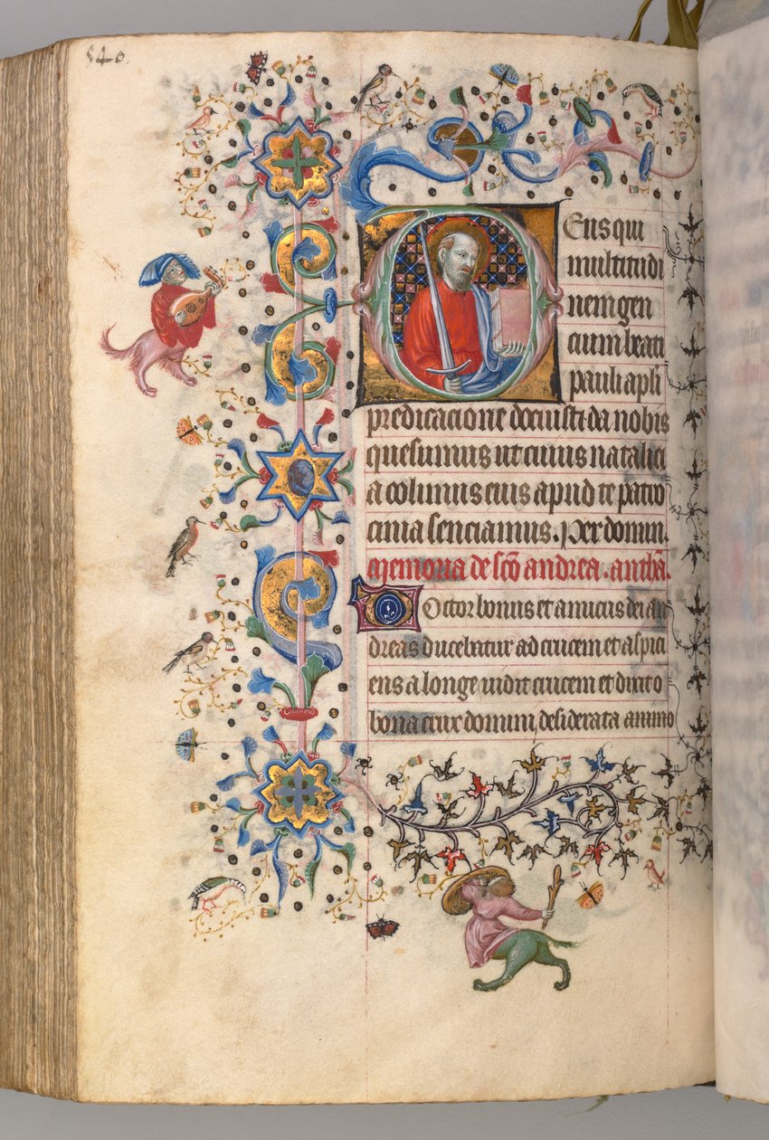 Kaarle Aatelisen, Navarran kuninkaan tunnit 1361-1425: fol. 264v, St. Paul, c. 1405. tekijältä Master of the Brussels Initials and Associates