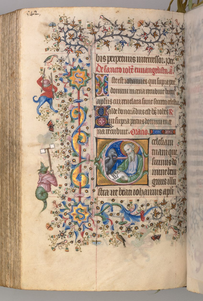 Kaarle Aatelisen, Navarran kuninkaan tunnit 1361-1425: fol. 265v, evankelista Pyhä Johannes, n. 1405 tekijältä Master of the Brussels Initials and Associates