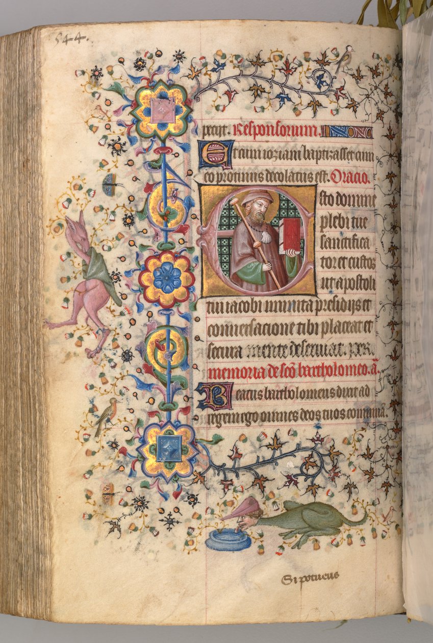 Kaarle Aatelisen, Navarran kuninkaan tunnit 1361-1425: fol. 266v, St. James, c. 1405. tekijältä Master of the Brussels Initials and Associates