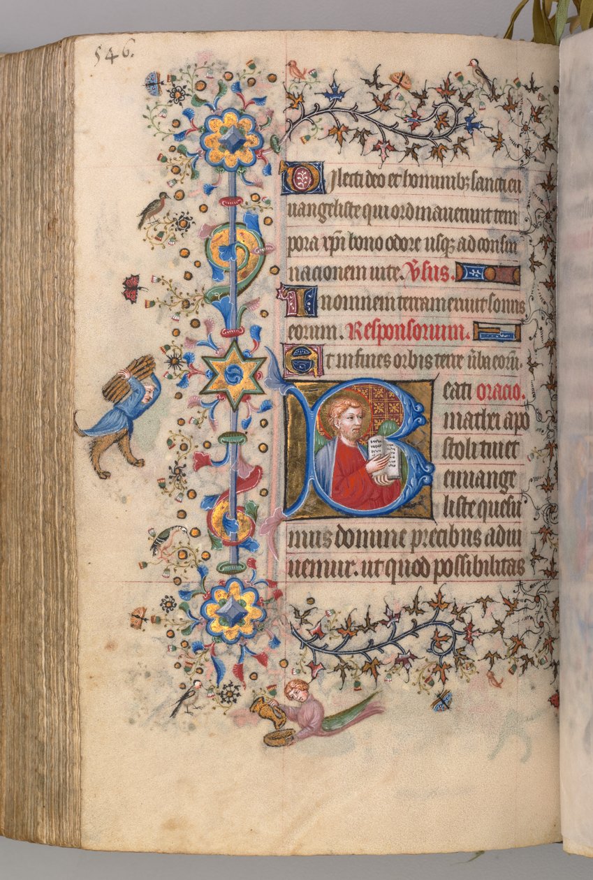 Kaarle Aatelisen, Navarran kuninkaan tunnit 1361-1425: fol. 267v, teksti, c. 1405. tekijältä Master of the Brussels Initials and Associates