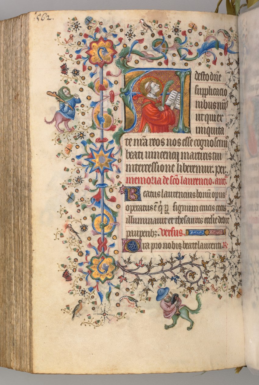 Kaarle Aatelisen, Navarran kuninkaan tunnit 1361-1425, fol. 275v, St. Vincent, n. 1405. tekijältä Master of the Brussels Initials and Associates