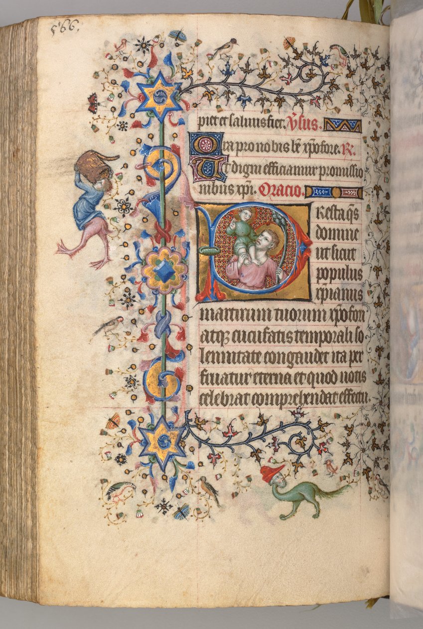 Kaarle Aatelisen, Navarran kuninkaan tunnit 1361-1425, fol. 277v, St. Christopher, n. 1405. tekijältä Master of the Brussels Initials and Associates