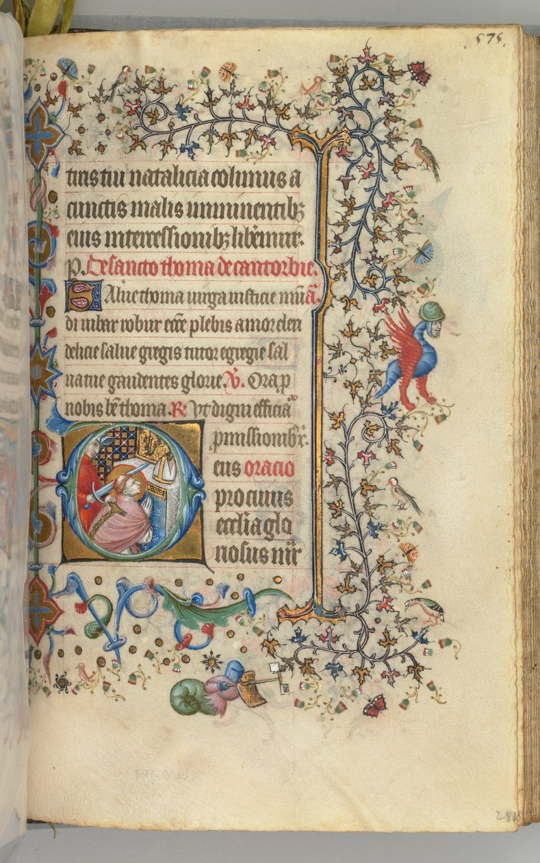 Kaarle Aatelisen, Navarran kuninkaan tunnit 1361-1425, fol. 282r, St. Thomas à Becket, c. 1405. tekijältä Master of the Brussels Initials and Associates