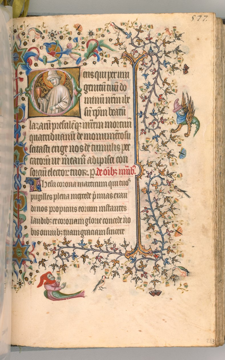 Kaarle Aatelisen, Navarran kuninkaan tunnit 1361-1425, fol. 283r, Pyhä Lasarus, n. 1405. tekijältä Master of the Brussels Initials and Associates