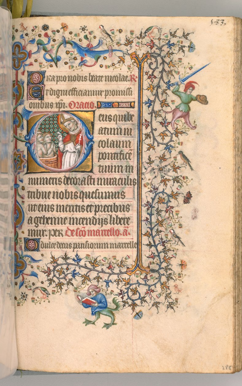 Kaarle Aatelisen, Navarran kuninkaan tunnit 1361-1425, fol. 2865r, St. Nicholas, n. 1405. tekijältä Master of the Brussels Initials and Associates