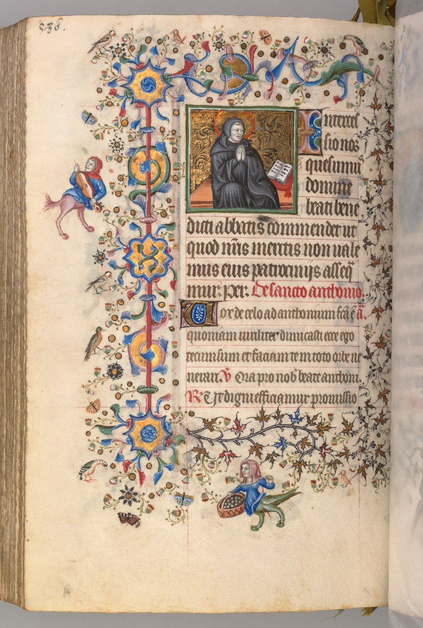 Kaarle Aatelisen, Navarran kuninkaan tunnit 1361-1425, fol. 287vr, St. Benoit, n. 1405. tekijältä Master of the Brussels Initials and Associates