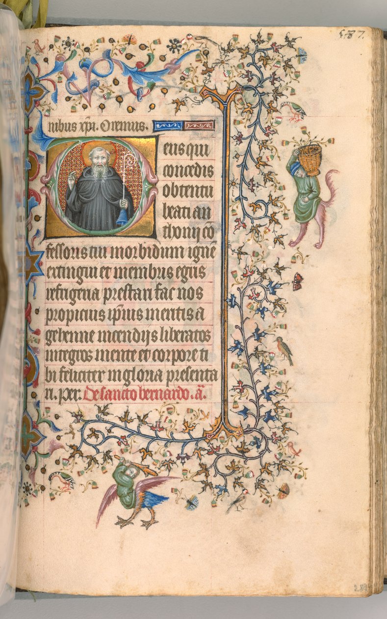 Kaarle Aatelisen, Navarran kuninkaan tunnit 1361-1425, fol. 288r, St. Anthony, c. 1405. tekijältä Master of the Brussels Initials and Associates