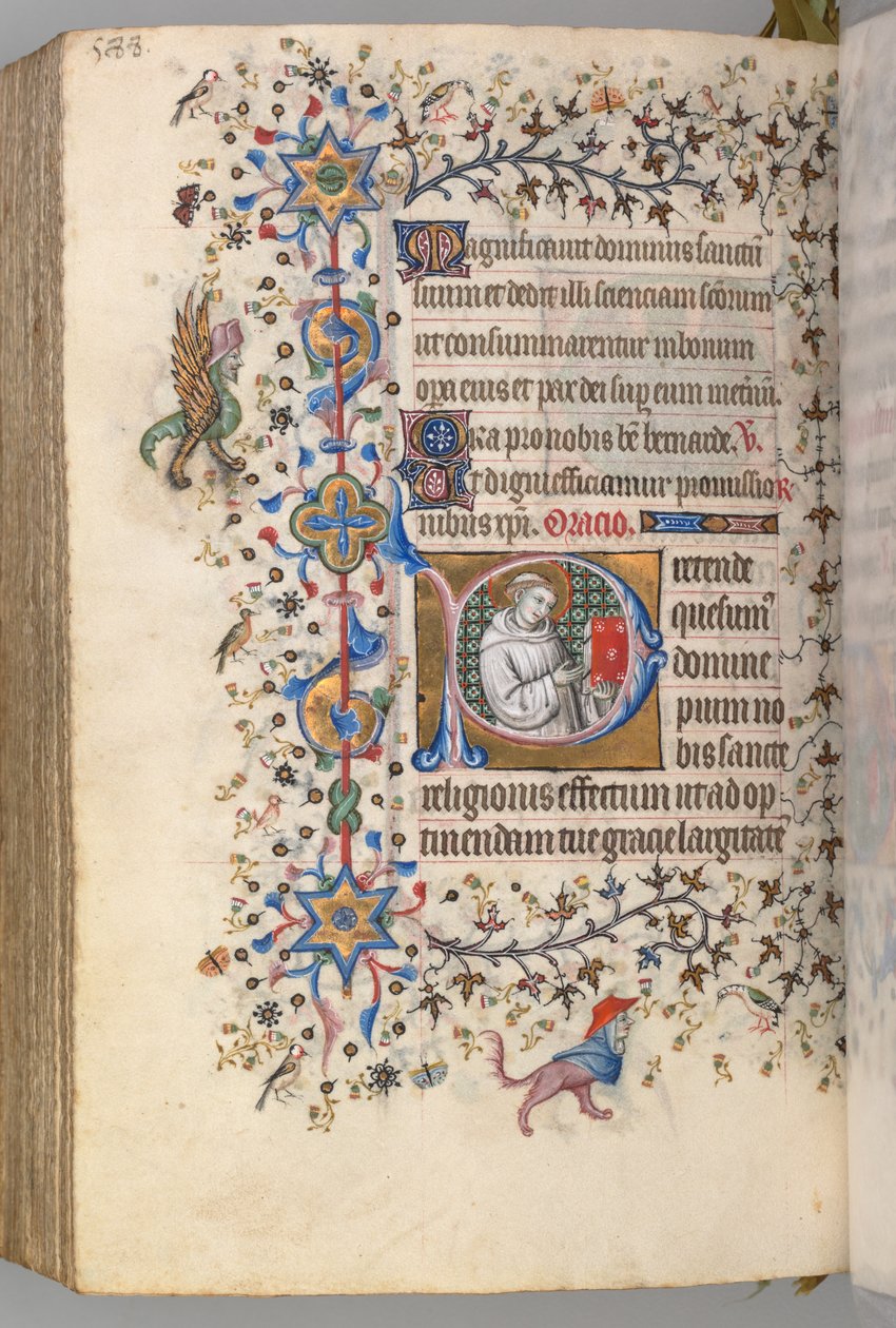 Kaarle Aatelisen, Navarran kuninkaan tunnit 1361-1425, fol. 288v, St. Hervard, c. 1405. tekijältä Master of the Brussels Initials and Associates