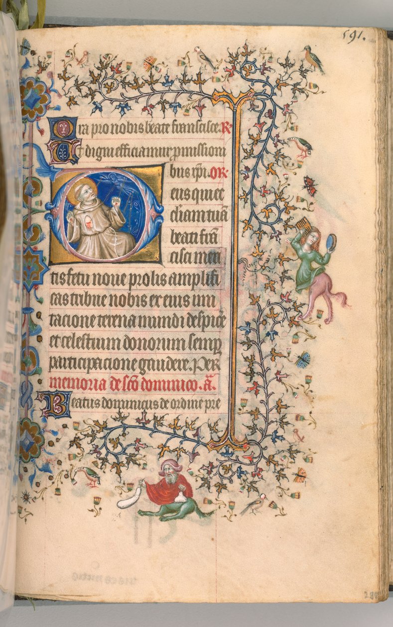 Kaarle Aatelisen, Navarran kuninkaan tunnit 1361-1425, fol. 290r, St. Francis, n. 1405. tekijältä Master of the Brussels Initials and Associates