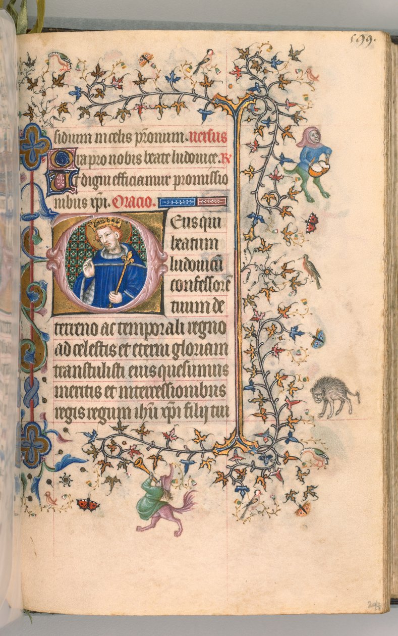 Kaarle Aatelisen, Navarran kuninkaan tunnit 1361-1425, fol. 291v, St. Louis, c. 1405. tekijältä Master of the Brussels Initials and Associates