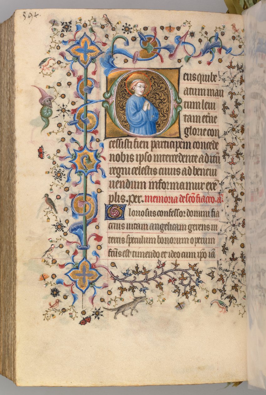 Kaarle Aatelisen, Navarran kuninkaan tunnit 1361-1425, fol. 291v, teksti, c. 1405. tekijältä Master of the Brussels Initials and Associates