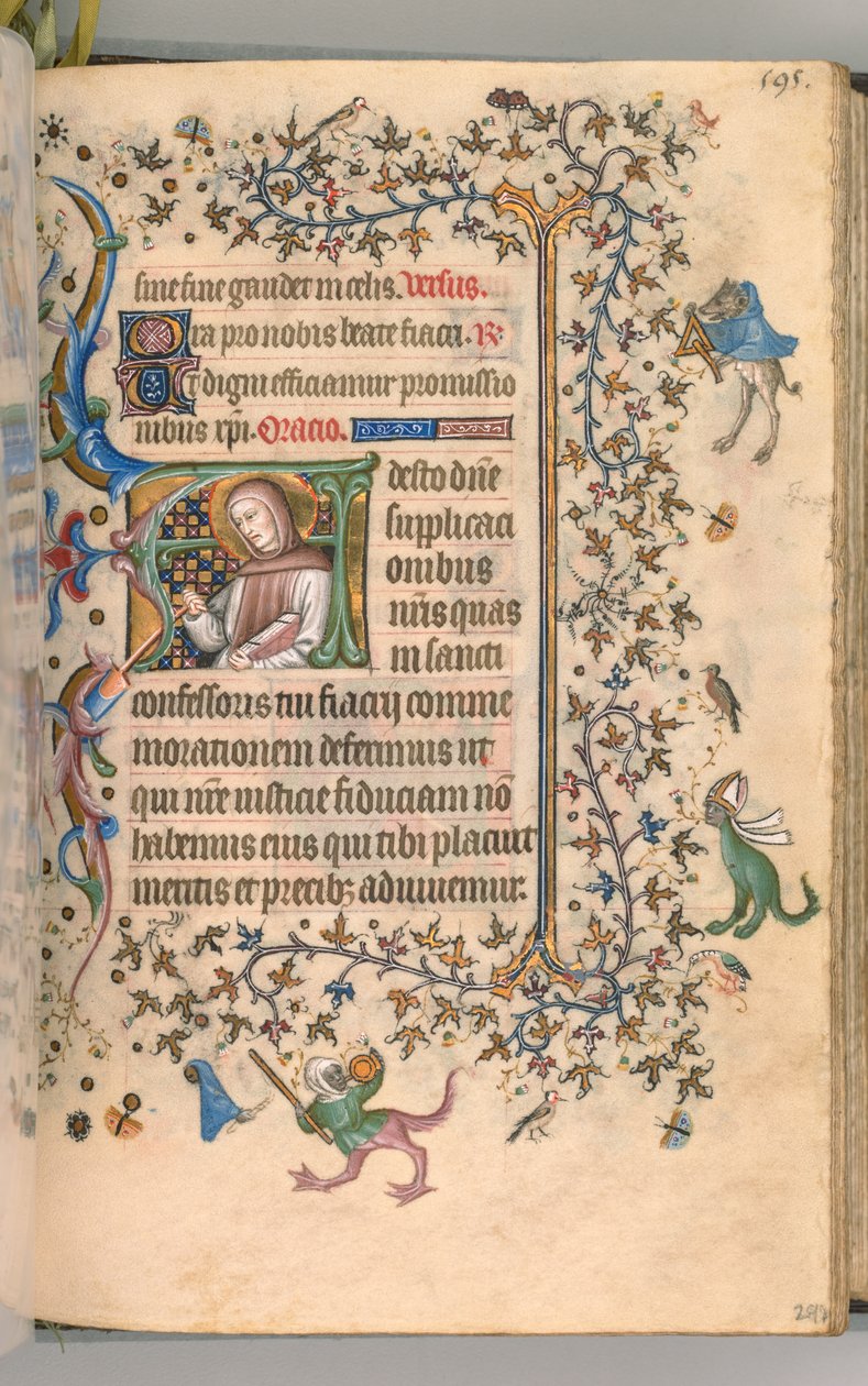 Kaarle Aatelisen, Navarran kuninkaan tunnit 1361-1425, fol. 292r, St. Fiacre, c. 1405. tekijältä Master of the Brussels Initials and Associates