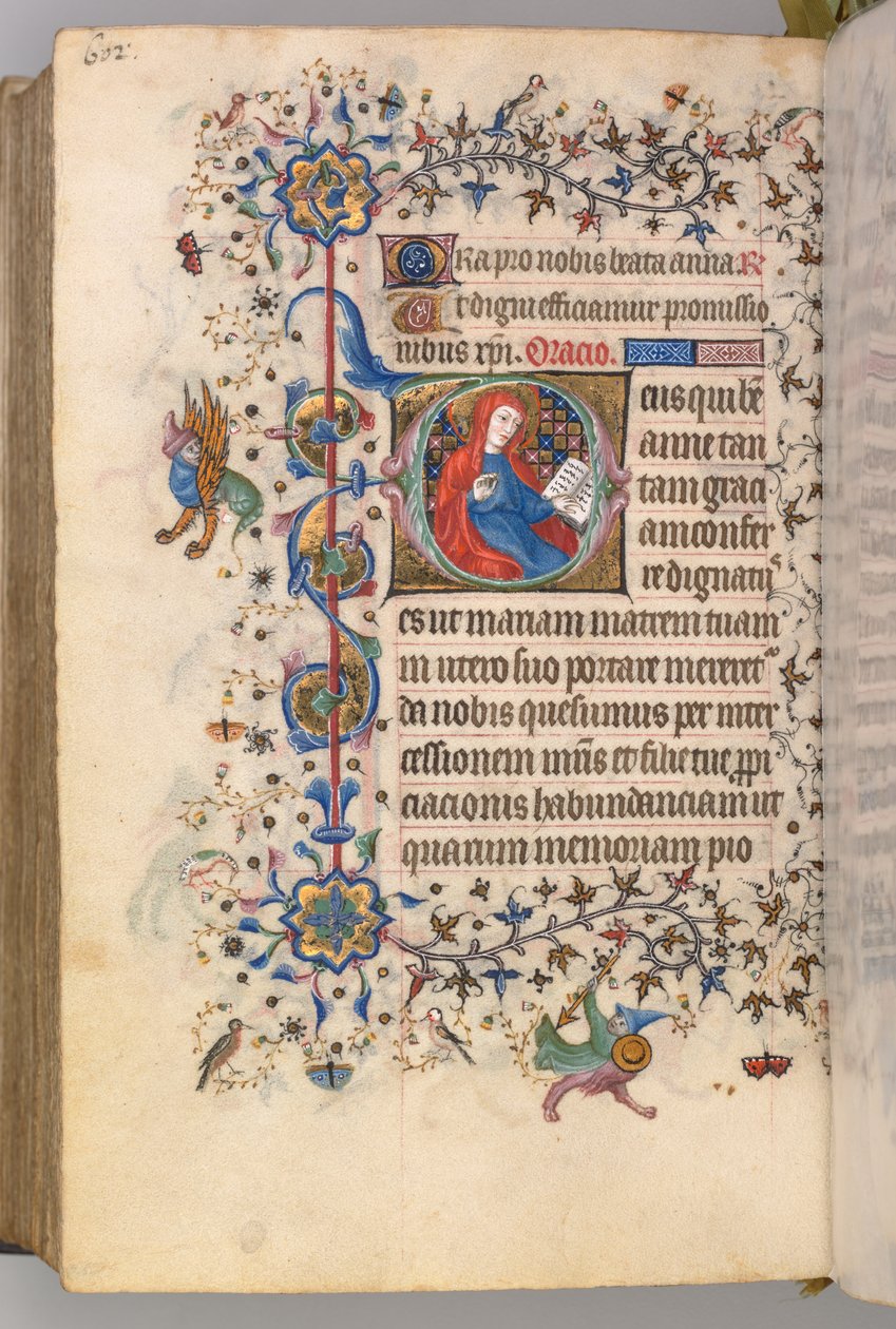 Kaarle Aatelisen, Navarran kuninkaan tunnit 1361-1425, fol. 295v, St. Anne, c. 1405. tekijältä Master of the Brussels Initials and Associates