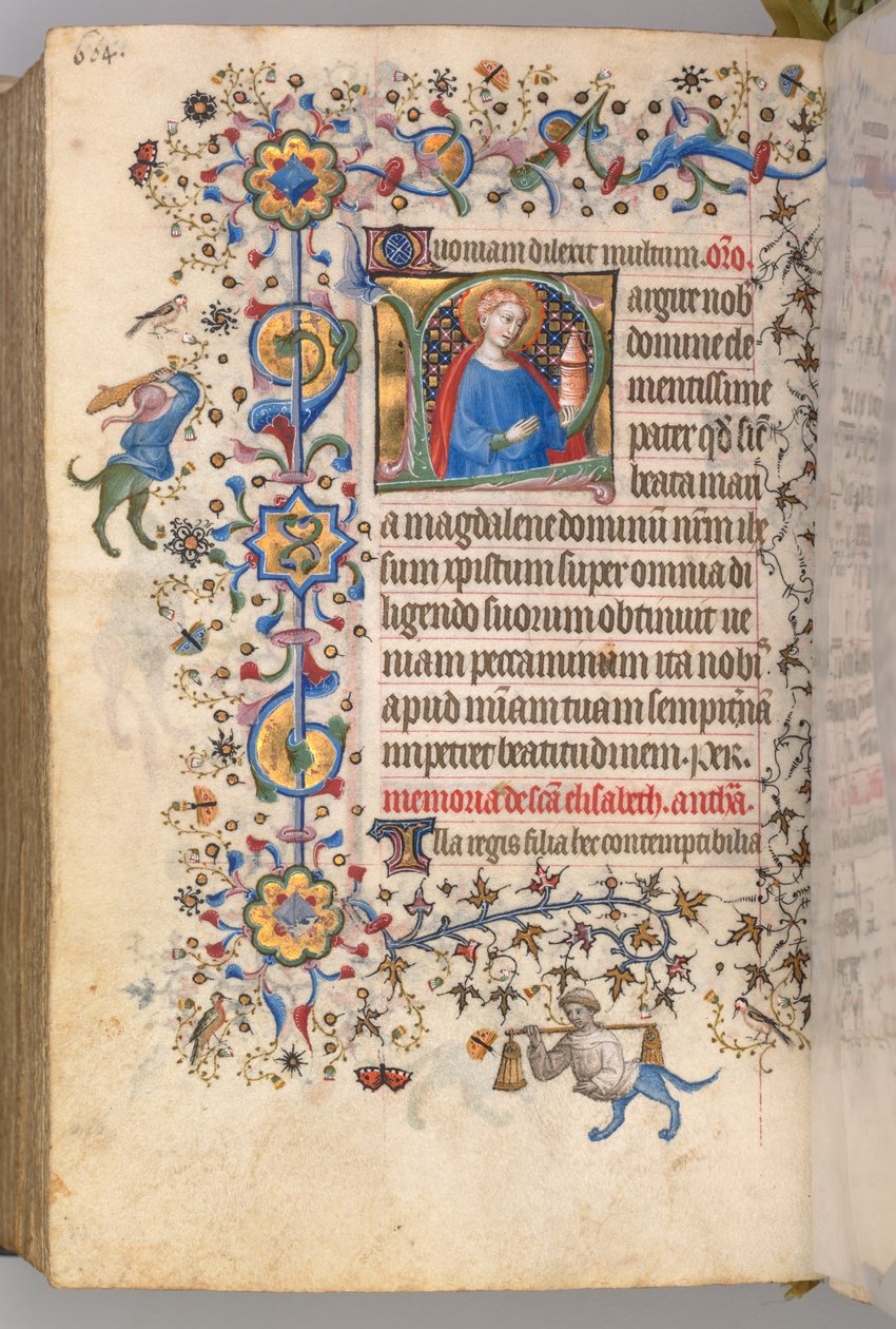Kaarle Aatelisen, Navarran kuninkaan tunnit 1361-1425, fol. 296v, St. Maria Magdalene, c. 1405. tekijältä Master of the Brussels Initials and Associates