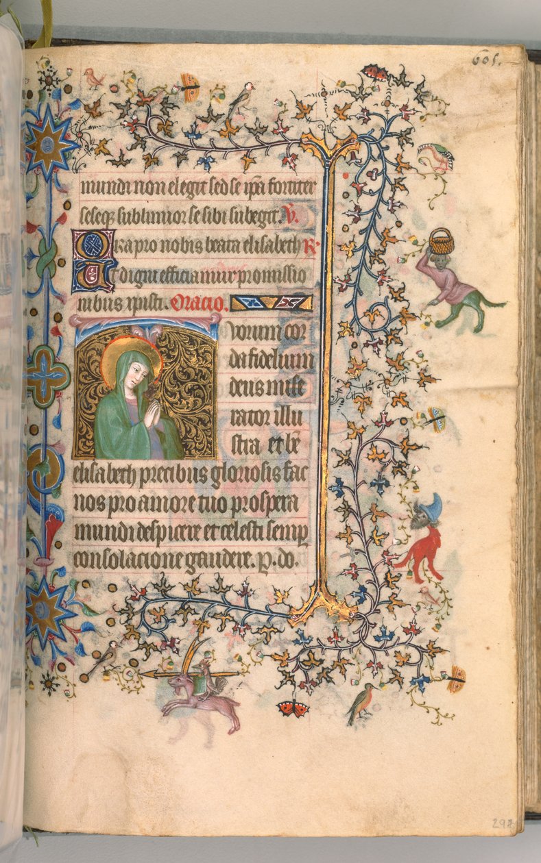 Kaarle Aatelisen, Navarran kuninkaan tunnit 1361-1425, fol. 297r, St. Elizabeth, c. 1405. tekijältä Master of the Brussels Initials and Associates