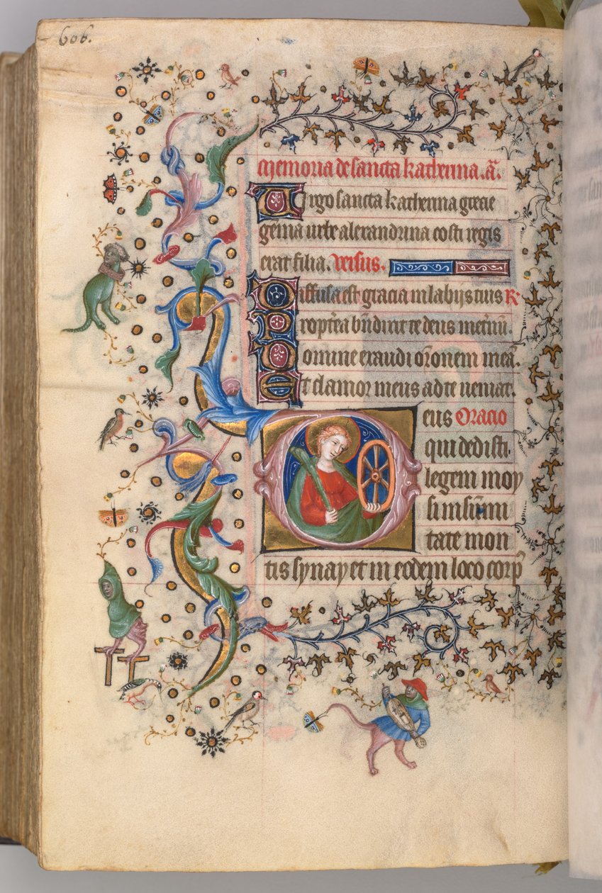 Kaarle Aatelisen, Navarran kuninkaan tunnit 1361-1425, fol. 297v, St. Catherine, c. 1405. tekijältä Master of the Brussels Initials and Associates
