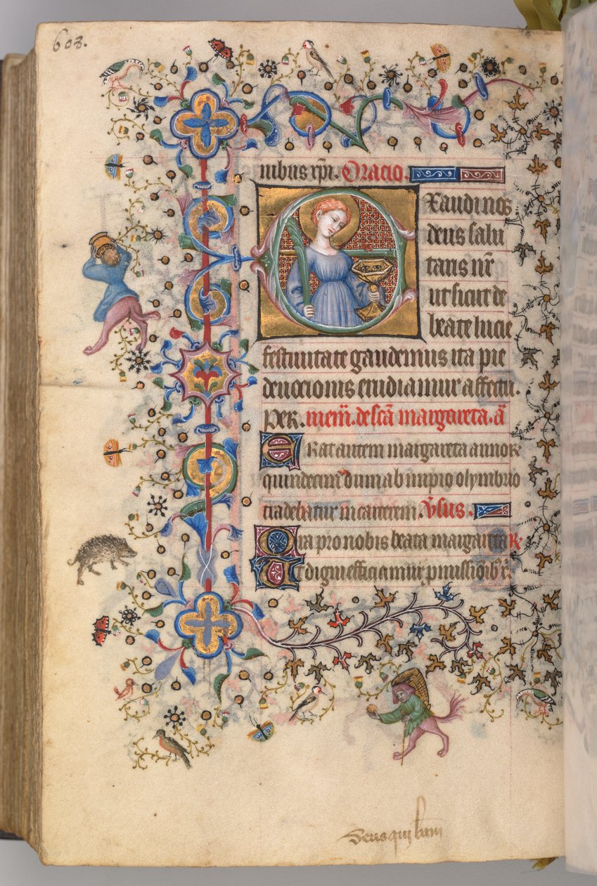 Kaarle Aatelisen, Navarran kuninkaan tunnit 1361-1425, fol. 298v, St. Lucy, c. 1405. tekijältä Master of the Brussels Initials and Associates