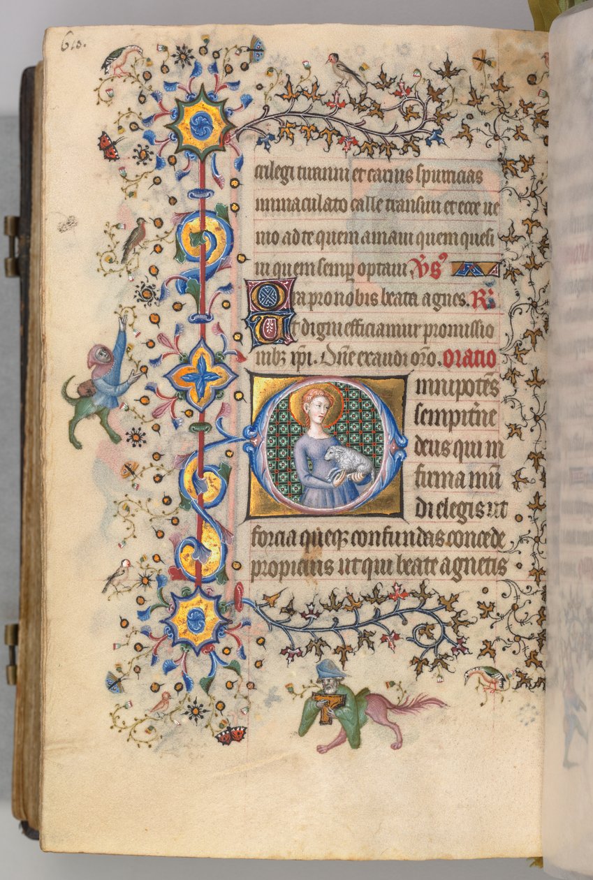 Hores de Carles el Noble, rei de Navarra 1361-1425, fol. 299v, Santa Agnès, c. 1405. finlandès tekijältä Master of the Brussels Initials and Associates