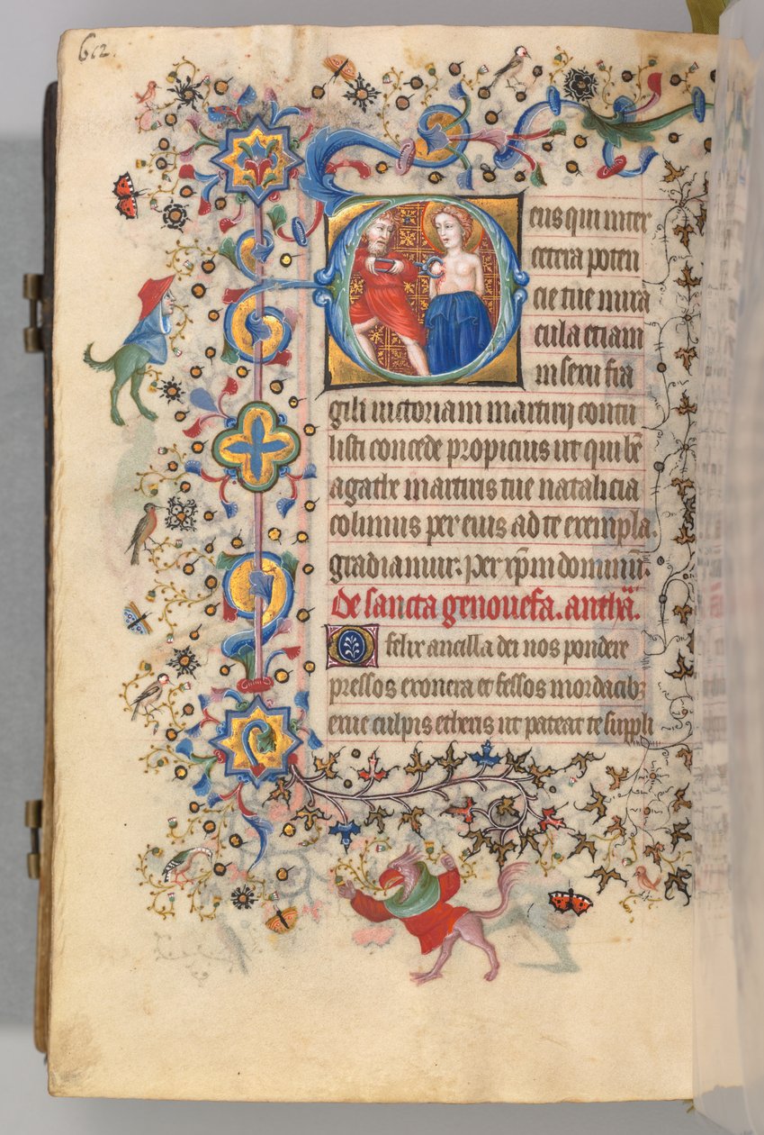 Kaarle Aatelisen, Navarran kuninkaan tunnit 1361-1425, fol. 300v, St. Agatha, n. 1405. tekijältä Master of the Brussels Initials and Associates