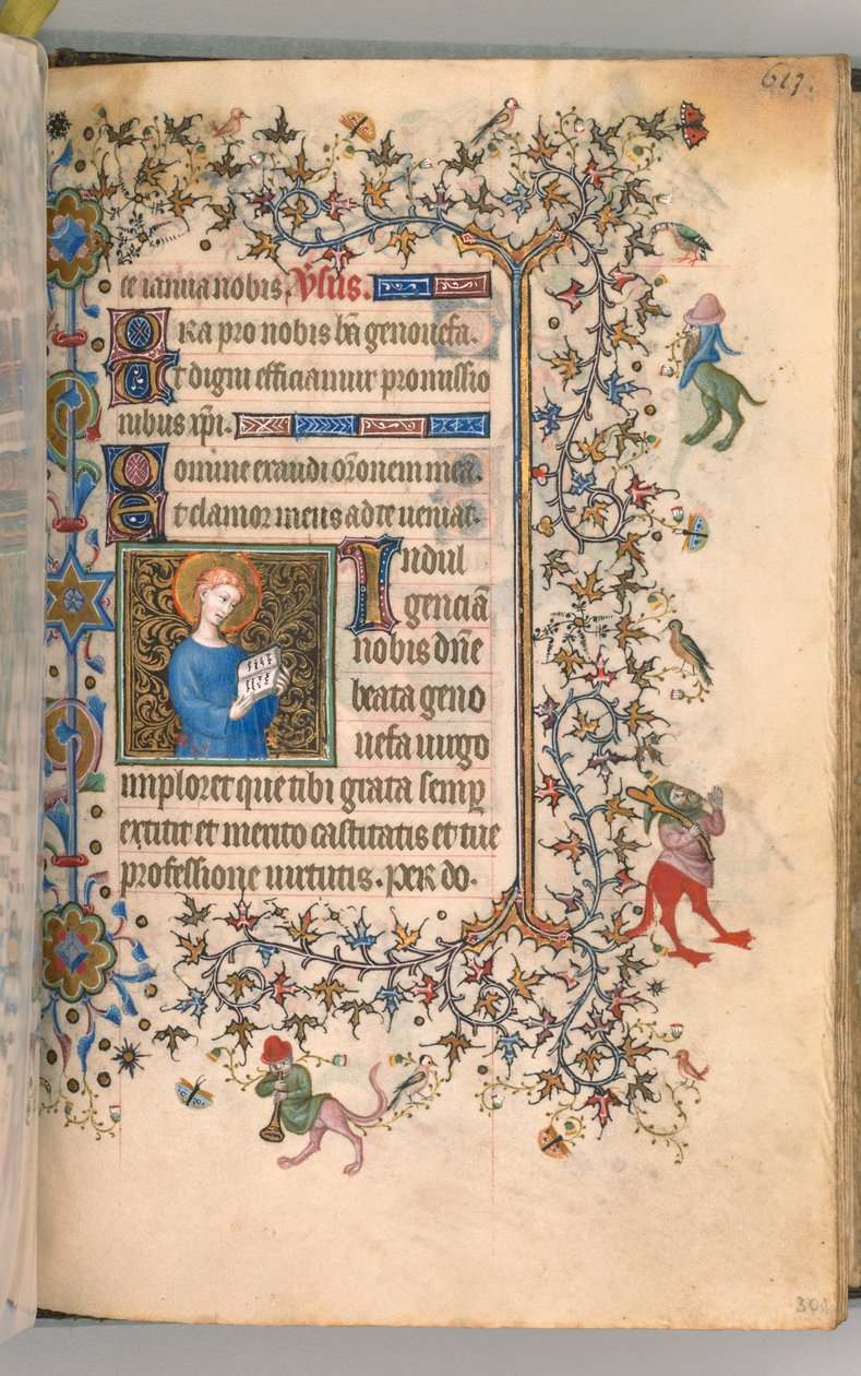 Kaarle Aatelisen, Navarran kuninkaan tunnit 1361-1425, fol. 301r, St. Geneviève, n. 1405. tekijältä Master of the Brussels Initials and Associates