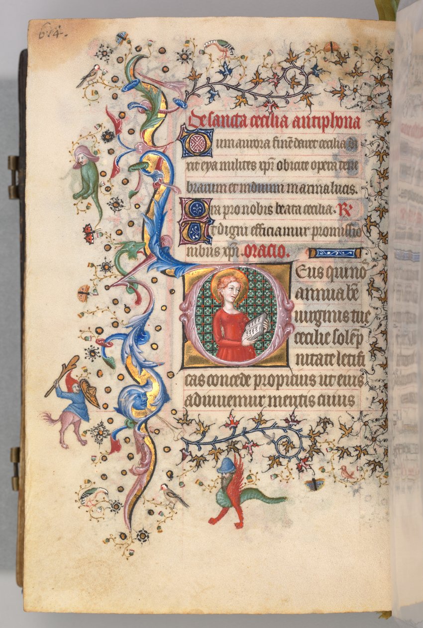 Kaarle Aatelisen, Navarran kuninkaan tunnit 1361-1425, fol. 301v, St. Cecilia, c. 1405. tekijältä Master of the Brussels Initials and Associates
