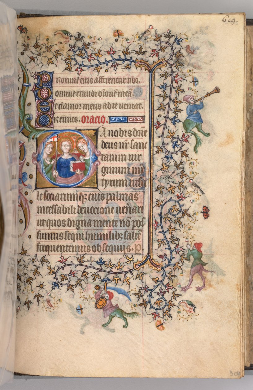 Kaarle Aatelisen, Navarran kuninkaan tunnit 1361-1425, fol. 303r, Neitsyt marttyyrit, n. 1405. tekijältä Master of the Brussels Initials and Associates