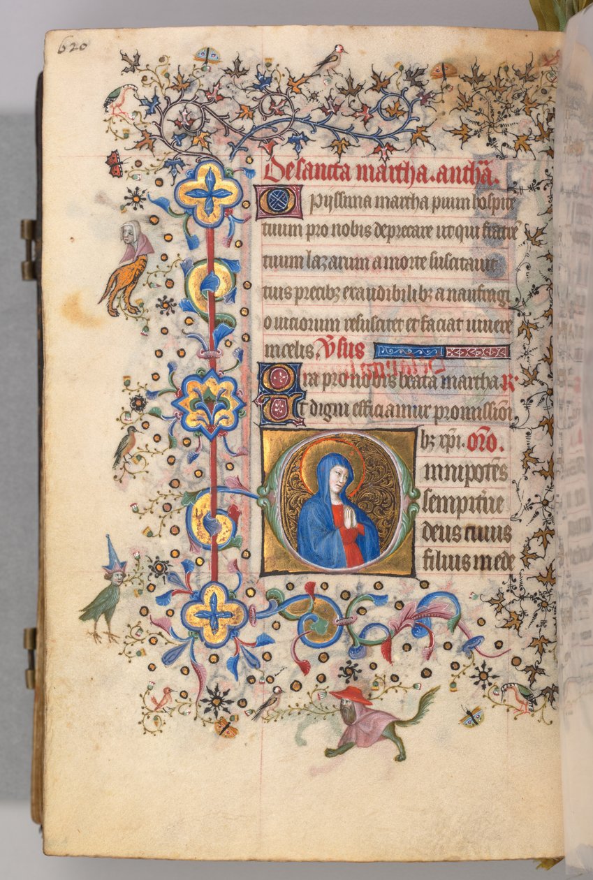 Kaarle Aatelisen, Navarran kuninkaan tunnit 1361-1425, fol. 304v, St. Martha, c. 1405. tekijältä Master of the Brussels Initials and Associates