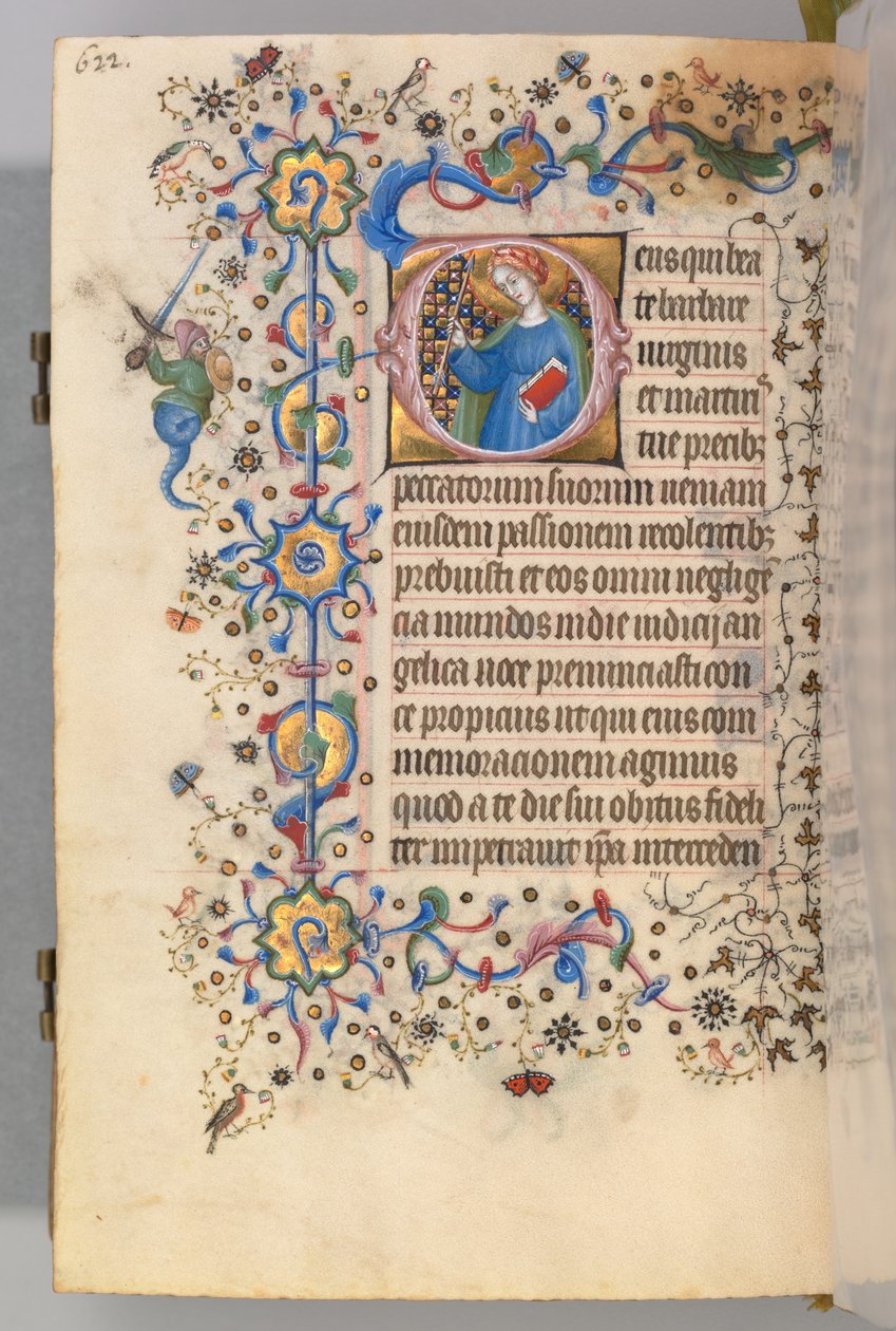 Kaarle Aatelisen, Navarran kuninkaan tunnit 1361-1425, fol. 305v, St. Martha, c. 1405. tekijältä Master of the Brussels Initials and Associates