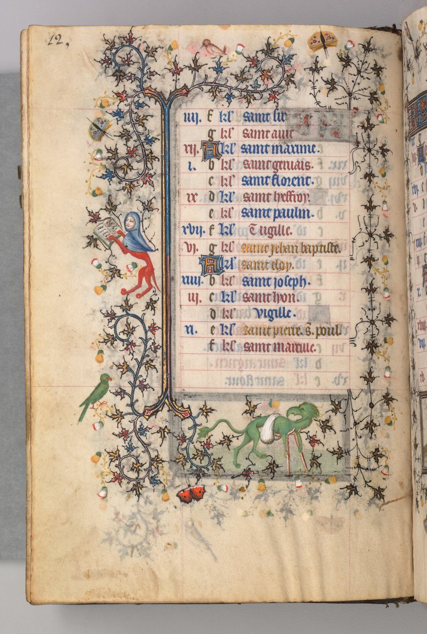 Kaarle Aatelisen, Navarran kuninkaan tunnit 1361-1425: fol. 6v, kesäkuu, c. 1405. tekijältä Master of the Brussels Initials and Associates