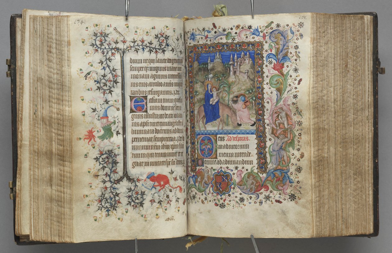 Kaarle Aatelisen, Navarran kuninkaan tunnit 1361-1425: fol. 87v, teksti, c. 1405. tekijältä Master of the Brussels Initials and Associates