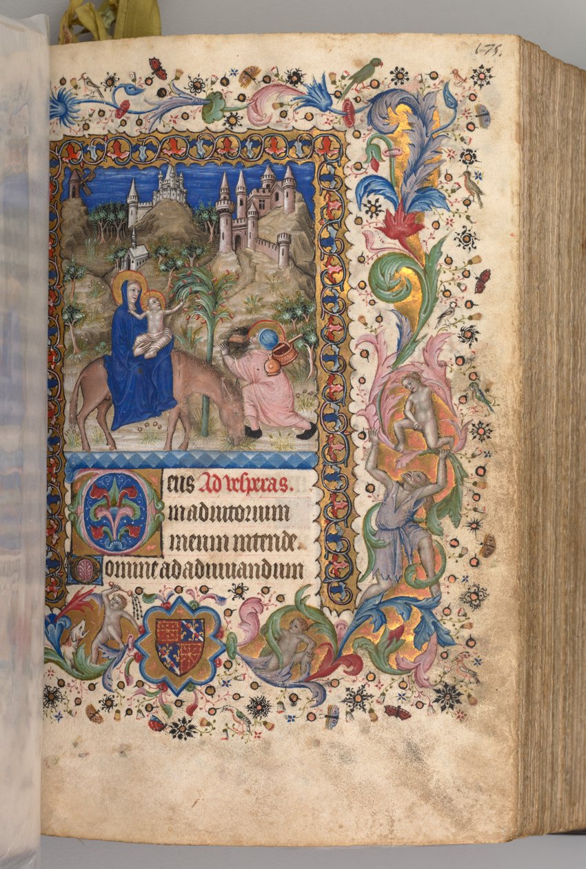 Kaarle Aatelisen, Navarran kuninkaan tunnit 1361-1425: fol. 88r, Lento Egyptiin Vespers, n. 1 tekijältä Master of the Brussels Initials and Associates