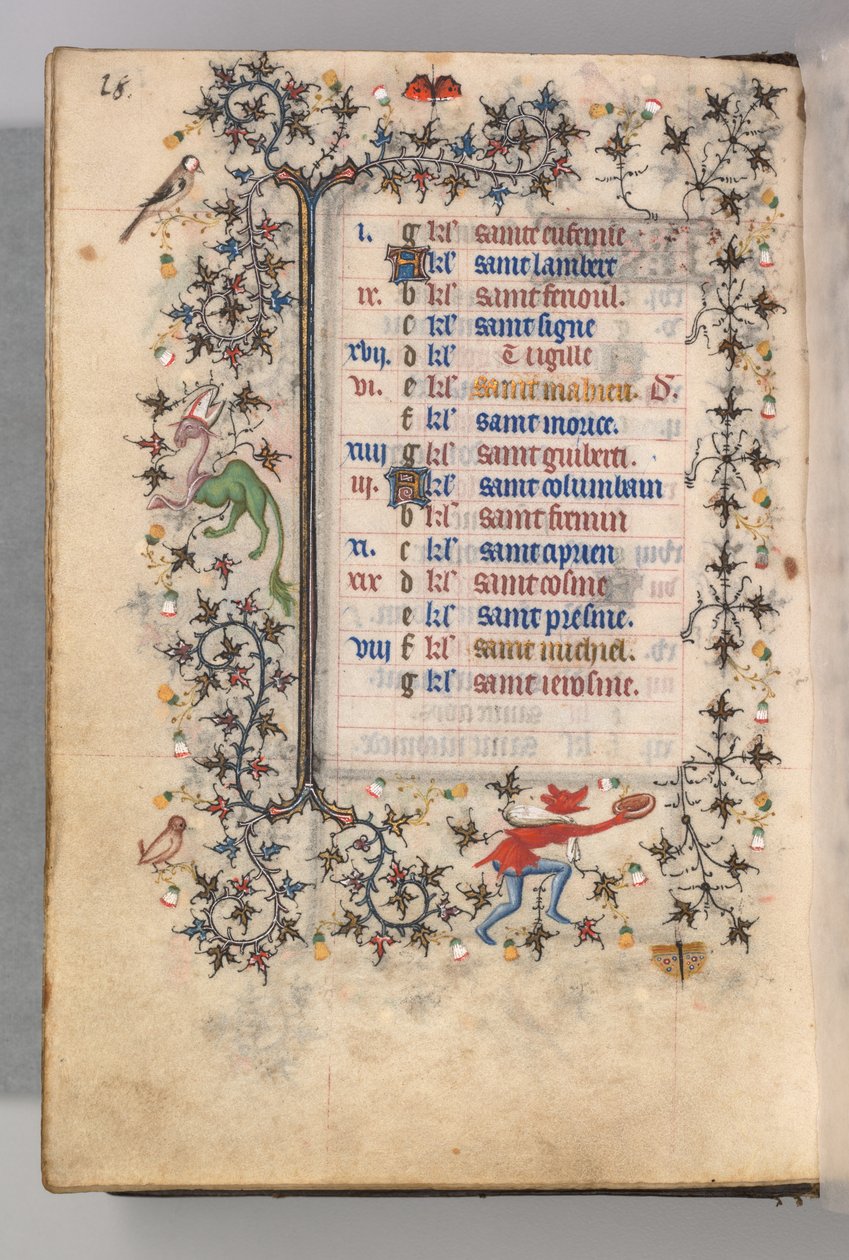 Kaarle Aatelisen, Navarran kuninkaan tunnit 1361-1425: fol. 9v, syyskuu, c. 1405. tekijältä Master of the Brussels Initials and Associates