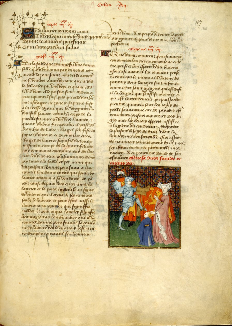 Harley 4431, f.135, Hector ja Andromache, Christine de Pizanin (vellum) "Kuningattaren kirjasta" tekijältä Master of the Cité des Dames