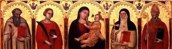 Madonna ja lapsi pyhien kanssa (tempera paneelissa) tekijältä Master of the Dominican Effigies