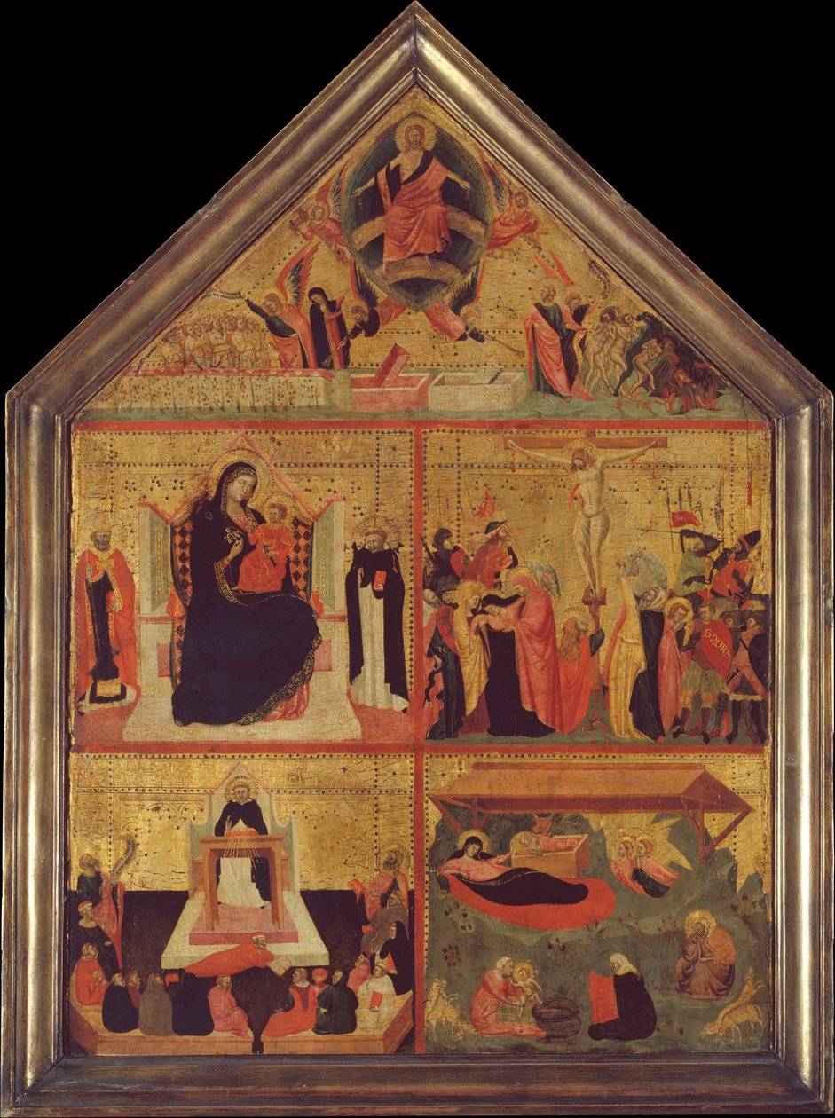 Viimeinen tuomio, Neitsyt ja lapsi piispa-pyhimyksen ja pyhän Pietarin marttyyrien kanssa..., n. 1325. tekijältä Master of the Dominican Effigies