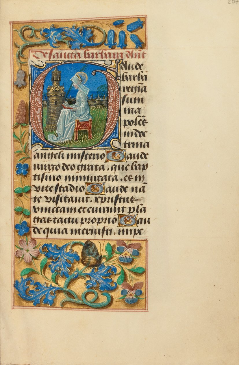 Alkukirjain G: Saint Barbara tekijältä Master of the Dresden Prayer Book
